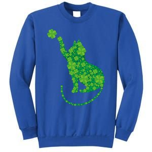 Green Cat Silhouette Shamrocks St Patricks Day Gift Sweatshirt