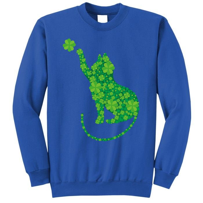 Green Cat Silhouette Shamrocks St Patricks Day Gift Sweatshirt