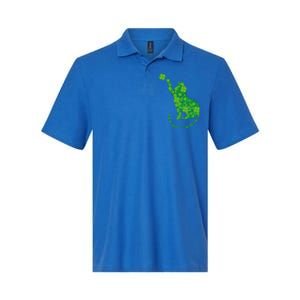 Green Cat Silhouette Shamrocks St Patricks Day Gift Softstyle Adult Sport Polo