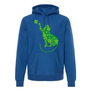 Green Cat Silhouette Shamrocks St Patricks Day Gift Premium Hoodie