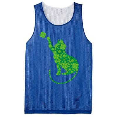 Green Cat Silhouette Shamrocks St Patricks Day Gift Mesh Reversible Basketball Jersey Tank