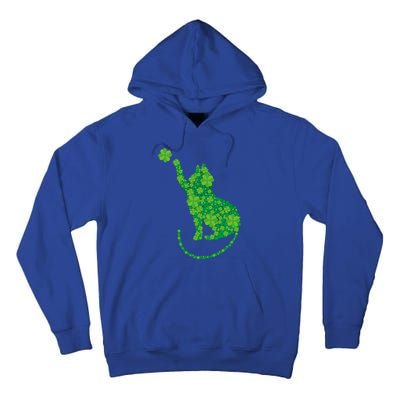 Green Cat Silhouette Shamrocks St Patricks Day Gift Tall Hoodie