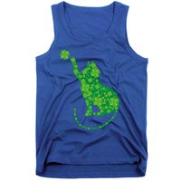 Green Cat Silhouette Shamrocks St Patricks Day Gift Tank Top