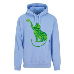 Green Cat Silhouette Shamrocks St Patricks Day Gift Unisex Surf Hoodie