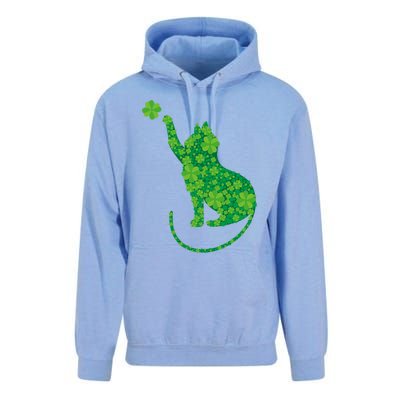 Green Cat Silhouette Shamrocks St Patricks Day Gift Unisex Surf Hoodie