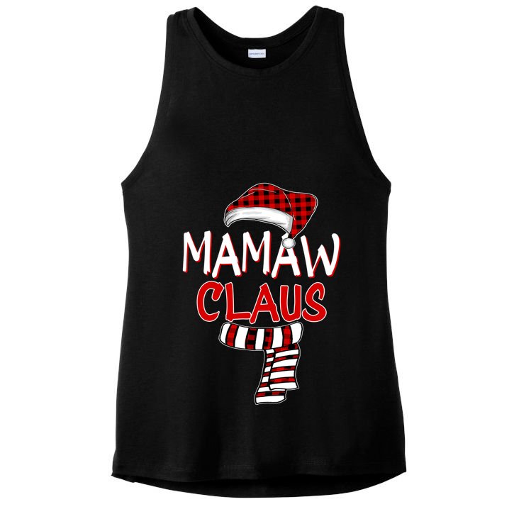 Grandma Christmas Santa Claus Red Plaid Gift Mamaw Claus Gift Ladies PosiCharge Tri-Blend Wicking Tank