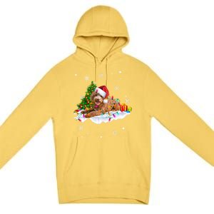 Goldendoodle Christmas Santa Hat Fairy Lights Pajama Funny Gift Premium Pullover Hoodie