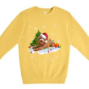 Goldendoodle Christmas Santa Hat Fairy Lights Pajama Funny Gift Premium Crewneck Sweatshirt