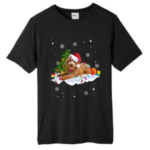 Goldendoodle Christmas Santa Hat Fairy Lights Pajama Funny Gift Tall Fusion ChromaSoft Performance T-Shirt