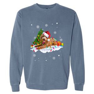 Goldendoodle Christmas Santa Hat Fairy Lights Pajama Funny Gift Garment-Dyed Sweatshirt