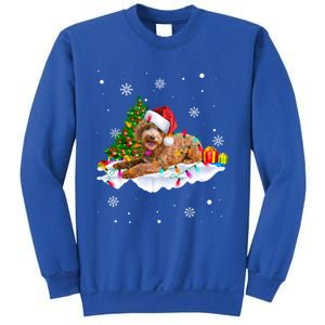 Goldendoodle Christmas Santa Hat Fairy Lights Pajama Funny Gift Sweatshirt