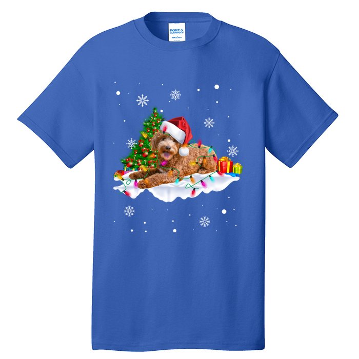 Goldendoodle Christmas Santa Hat Fairy Lights Pajama Funny Gift Tall T-Shirt