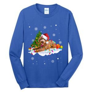 Goldendoodle Christmas Santa Hat Fairy Lights Pajama Funny Gift Tall Long Sleeve T-Shirt