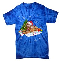 Goldendoodle Christmas Santa Hat Fairy Lights Pajama Funny Gift Tie-Dye T-Shirt