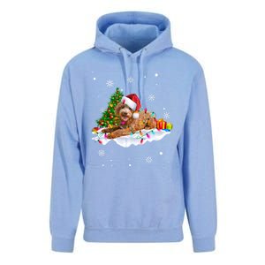 Goldendoodle Christmas Santa Hat Fairy Lights Pajama Funny Gift Unisex Surf Hoodie