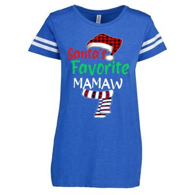 Grandma Christmas Santa Claus Cool Gift Santas Favorite Mamaw Gift Enza Ladies Jersey Football T-Shirt