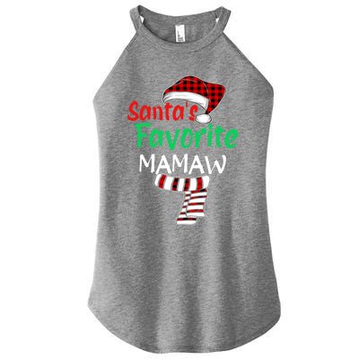 Grandma Christmas Santa Claus Cool Gift Santas Favorite Mamaw Gift Women’s Perfect Tri Rocker Tank