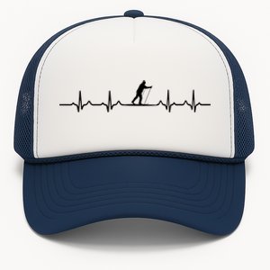 Great CrossCountry Skiing Heartbeat Design Skier Meaningful Gift Trucker Hat