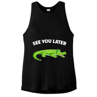 Gator Crocodile See You Later Alligator Ladies PosiCharge Tri-Blend Wicking Tank