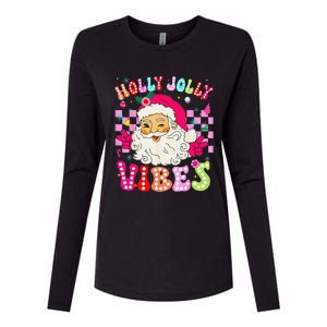 Groovy Cute Santa Claus Christmas Vibes Xmas Womens Cotton Relaxed Long Sleeve T-Shirt