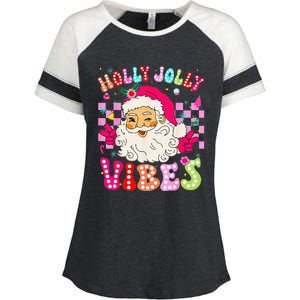 Groovy Cute Santa Claus Christmas Vibes Xmas Enza Ladies Jersey Colorblock Tee