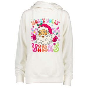 Groovy Cute Santa Claus Christmas Vibes Xmas Womens Funnel Neck Pullover Hood