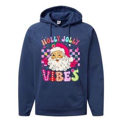 Groovy Cute Santa Claus Christmas Vibes Xmas Performance Fleece Hoodie