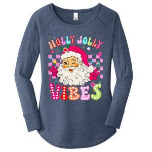 Groovy Cute Santa Claus Christmas Vibes Xmas Women's Perfect Tri Tunic Long Sleeve Shirt