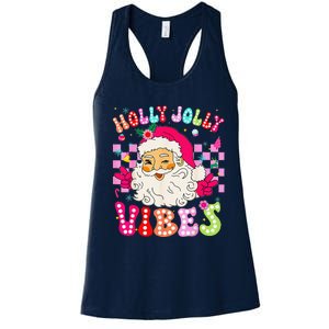 Groovy Cute Santa Claus Christmas Vibes Xmas Women's Racerback Tank