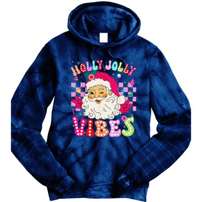 Groovy Cute Santa Claus Christmas Vibes Xmas Tie Dye Hoodie