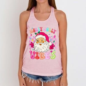 Groovy Cute Santa Claus Christmas Vibes Xmas Women's Knotted Racerback Tank