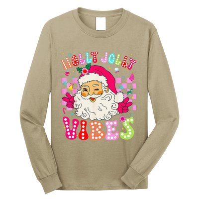 Groovy Cute Santa Claus Christmas Vibes Xmas Long Sleeve Shirt