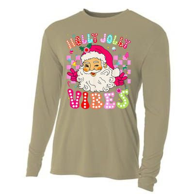 Groovy Cute Santa Claus Christmas Vibes Xmas Cooling Performance Long Sleeve Crew