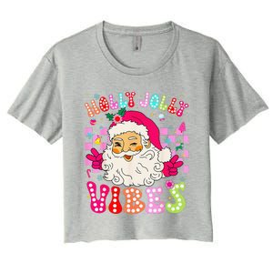 Groovy Cute Santa Claus Christmas Vibes Xmas Women's Crop Top Tee