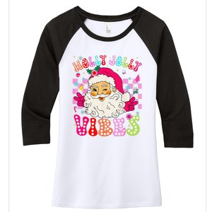 Groovy Cute Santa Claus Christmas Vibes Xmas Women's Tri-Blend 3/4-Sleeve Raglan Shirt