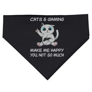 Gaming Cat Sarcastic Cat Lover Video Games Video Gamer USA-Made Doggie Bandana