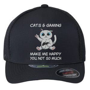 Gaming Cat Sarcastic Cat Lover Video Games Video Gamer Flexfit Unipanel Trucker Cap