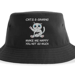 Gaming Cat Sarcastic Cat Lover Video Games Video Gamer Sustainable Bucket Hat