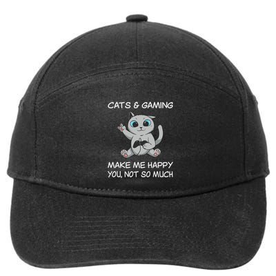 Gaming Cat Sarcastic Cat Lover Video Games Video Gamer 7-Panel Snapback Hat
