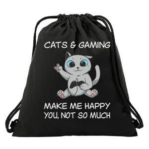 Gaming Cat Sarcastic Cat Lover Video Games Video Gamer Drawstring Bag