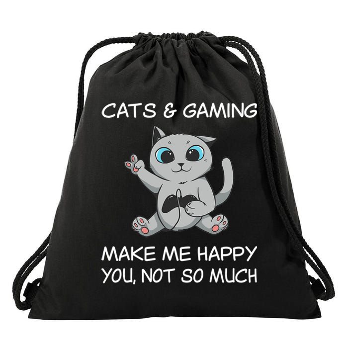 Gaming Cat Sarcastic Cat Lover Video Games Video Gamer Drawstring Bag