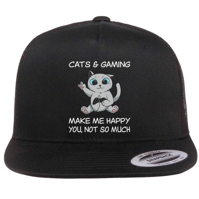Gaming Cat Sarcastic Cat Lover Video Games Video Gamer Flatbill Hat