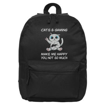 Gaming Cat Sarcastic Cat Lover Video Games Video Gamer 16 in Basic Backpack