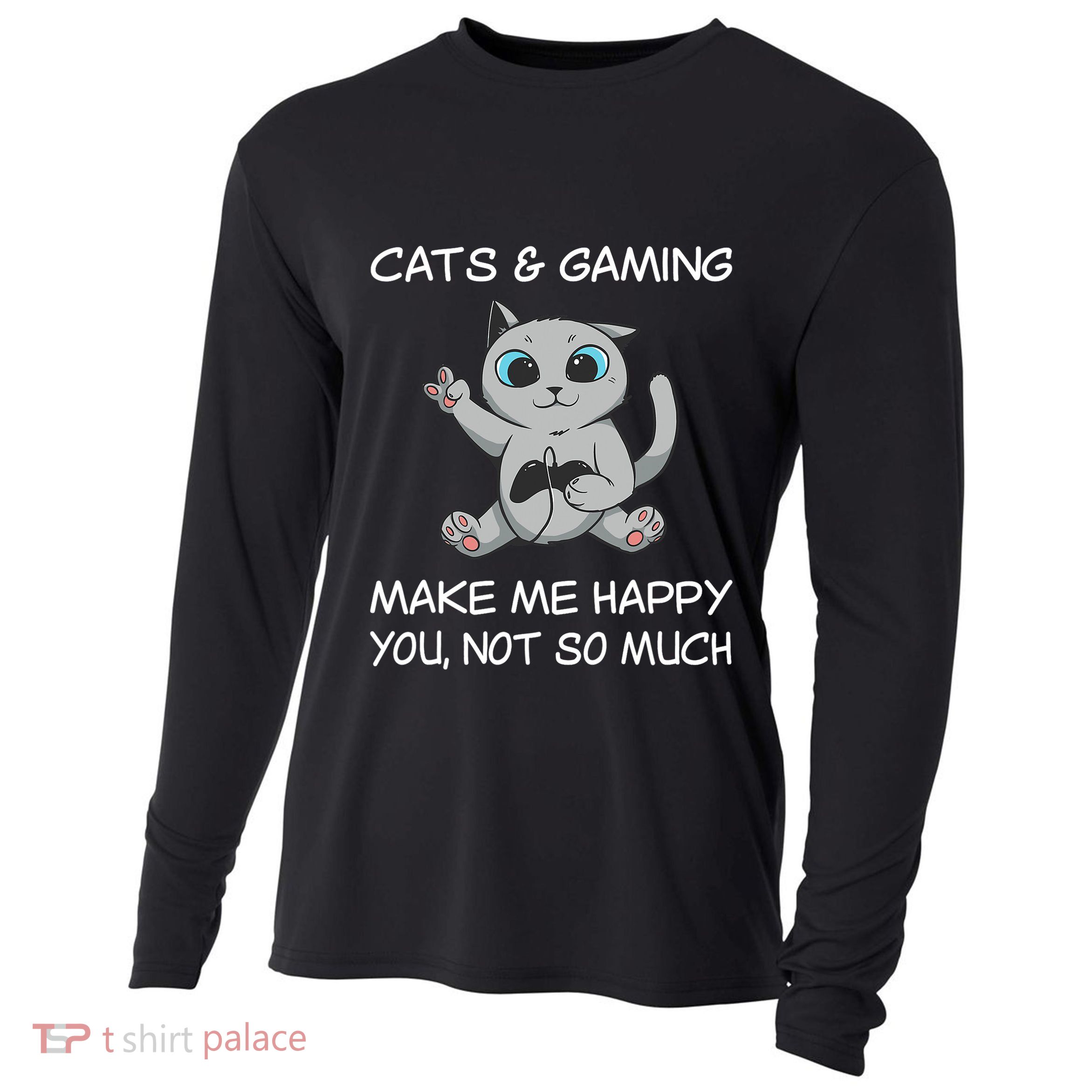 Gaming Cat Sarcastic Cat Lover Video Games Video Gamer Cooling Performance Long Sleeve Crew