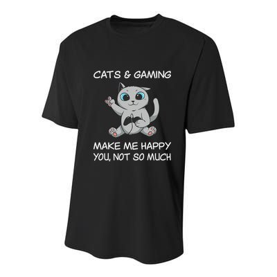 Gaming Cat Sarcastic Cat Lover Video Games Video Gamer Youth Performance Sprint T-Shirt