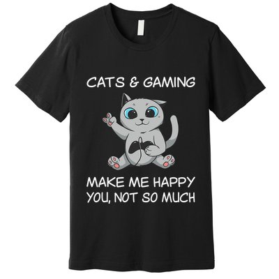 Gaming Cat Sarcastic Cat Lover Video Games Video Gamer Premium T-Shirt