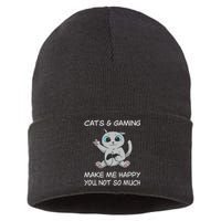 Gaming Cat Sarcastic Cat Lover Video Games Video Gamer Sustainable Knit Beanie