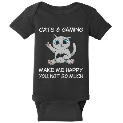 Gaming Cat Sarcastic Cat Lover Video Games Video Gamer Baby Bodysuit
