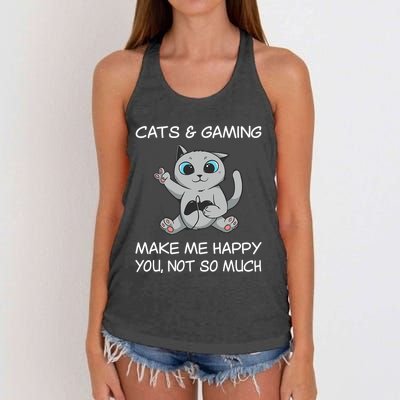 Gaming Cat Sarcastic Cat Lover Video Games Video Gamer Women's Knotted Racerback Tank