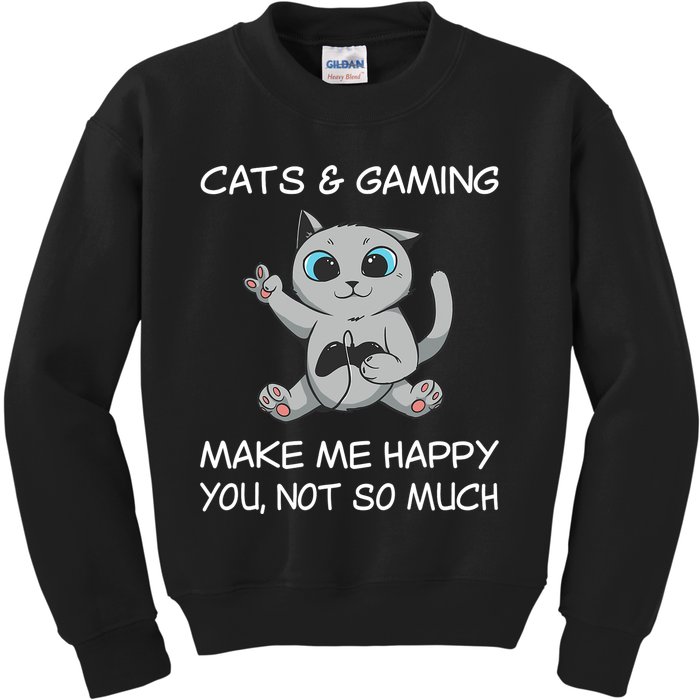 Gaming Cat Sarcastic Cat Lover Video Games Video Gamer Kids Sweatshirt